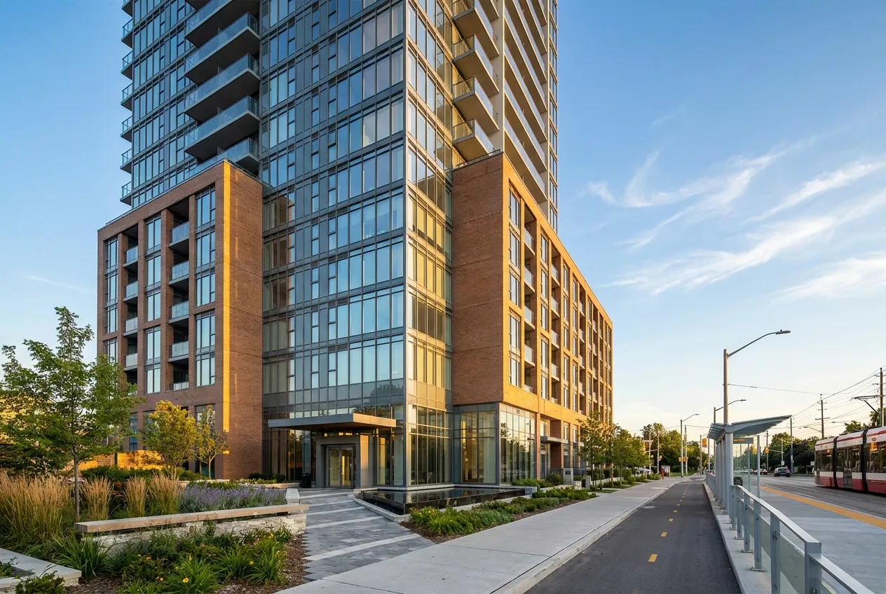 A modern condominium tower along the Yonge corridor in Richmond Hill