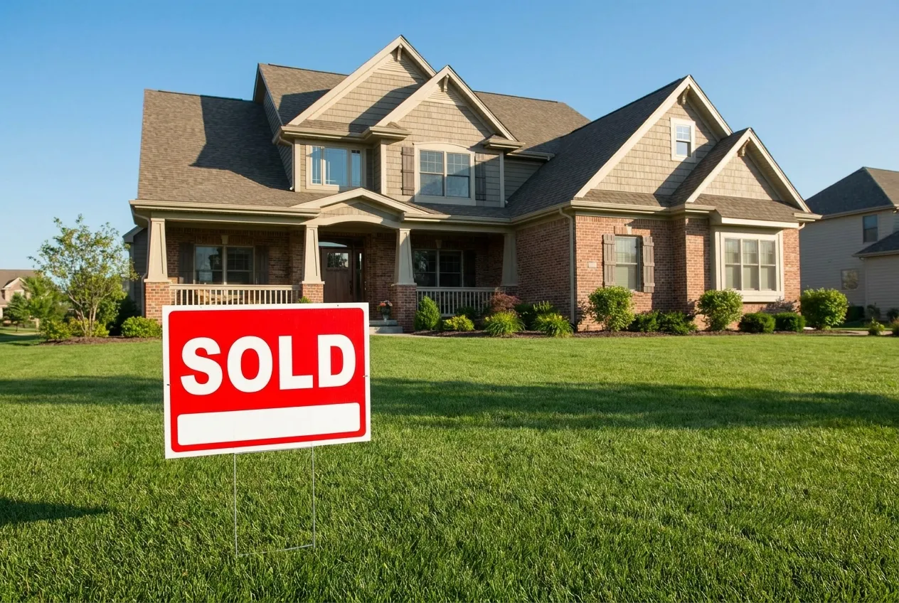A SOLD sign on the front lawn of a Richmond Hill home