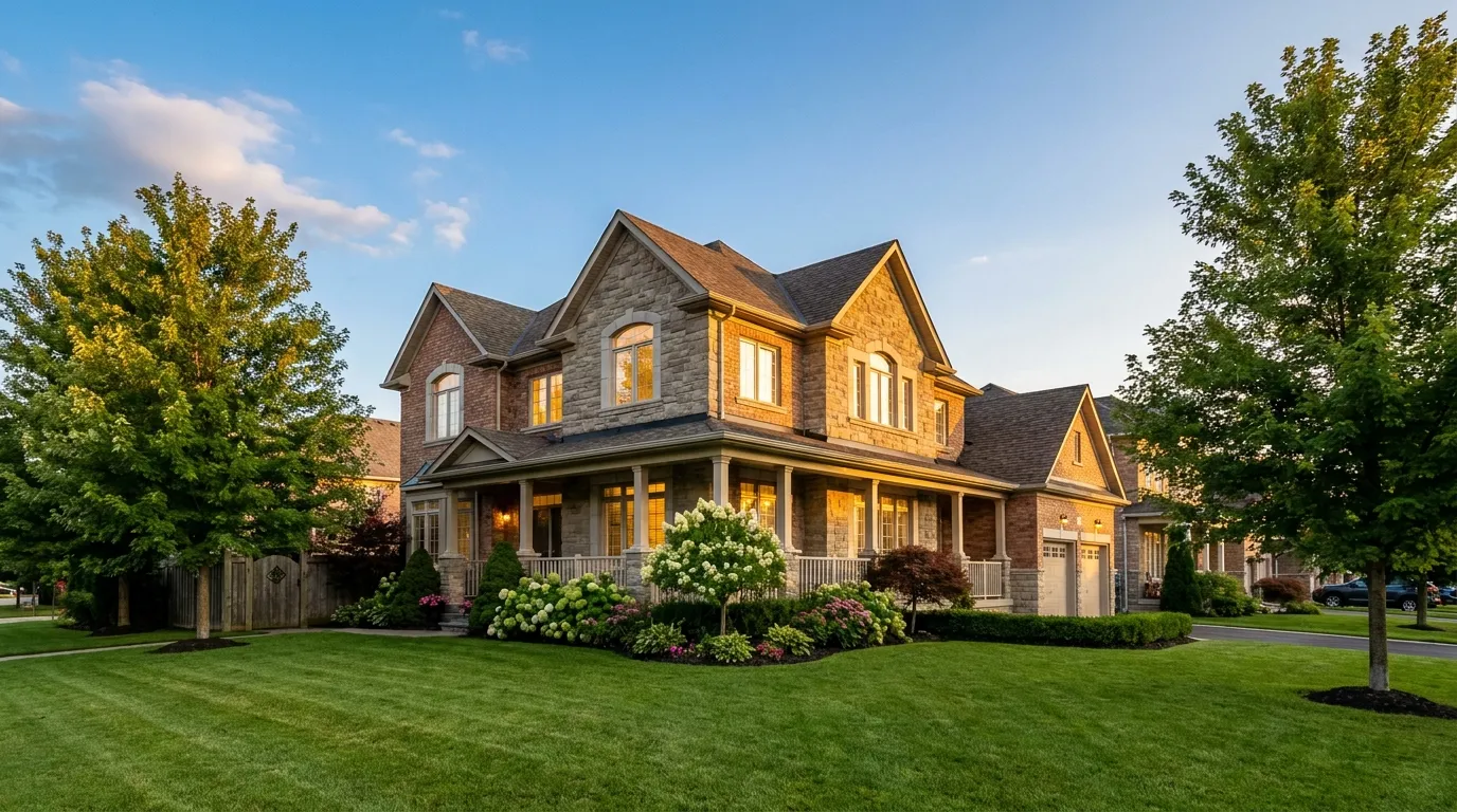 An upscale Richmond Hill home at golden hour